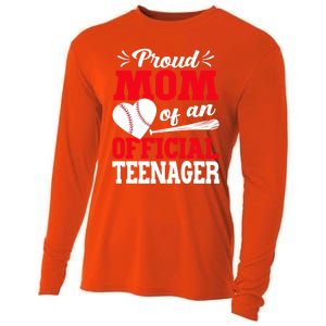 13Th Birthday Baseball Proud Mom Of An Teenager Gift Cooling Performance Long Sleeve Crew