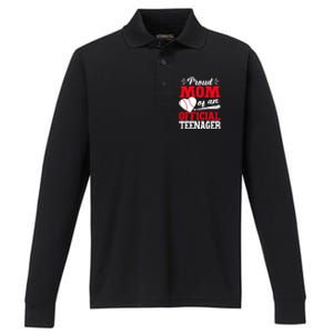 13Th Birthday Baseball Proud Mom Of An Teenager Gift Performance Long Sleeve Polo