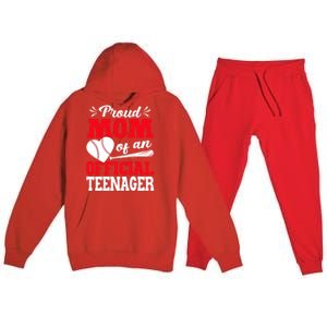 13Th Birthday Baseball Proud Mom Of An Teenager Gift Premium Hooded Sweatsuit Set