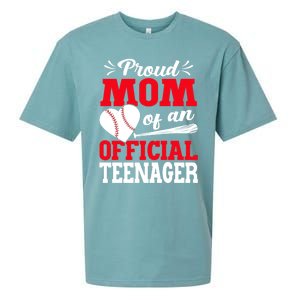 13Th Birthday Baseball Proud Mom Of An Teenager Gift Sueded Cloud Jersey T-Shirt