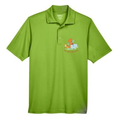 1st Birthday Boy Animal Jungle Men's Origin Performance Piqué Polo