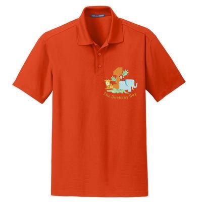 1st Birthday Boy Animal Jungle Dry Zone Grid Polo