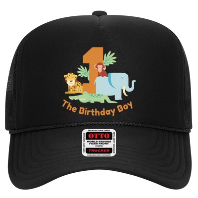 1st Birthday Boy Animal Jungle Trucker Hat