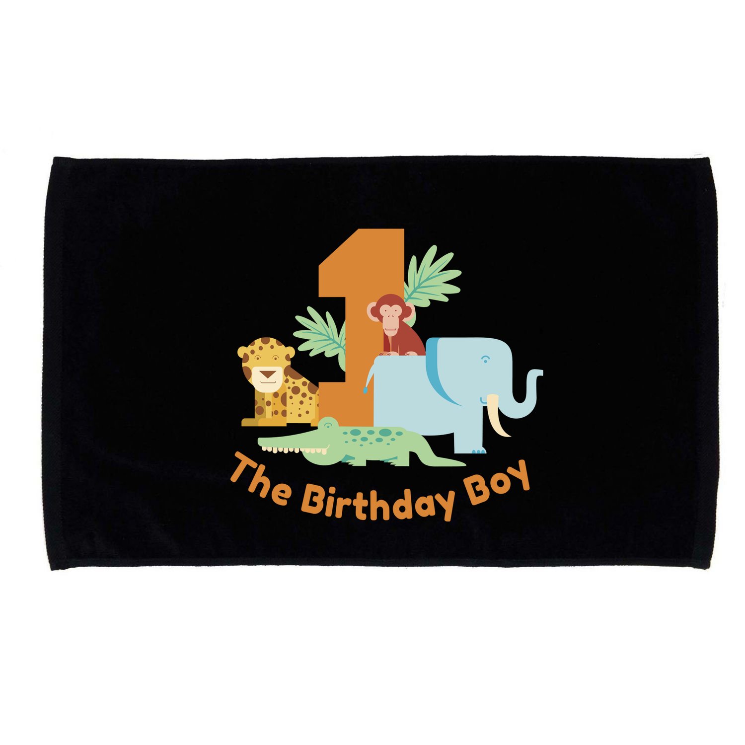1st Birthday Boy Animal Jungle Microfiber Hand Towel