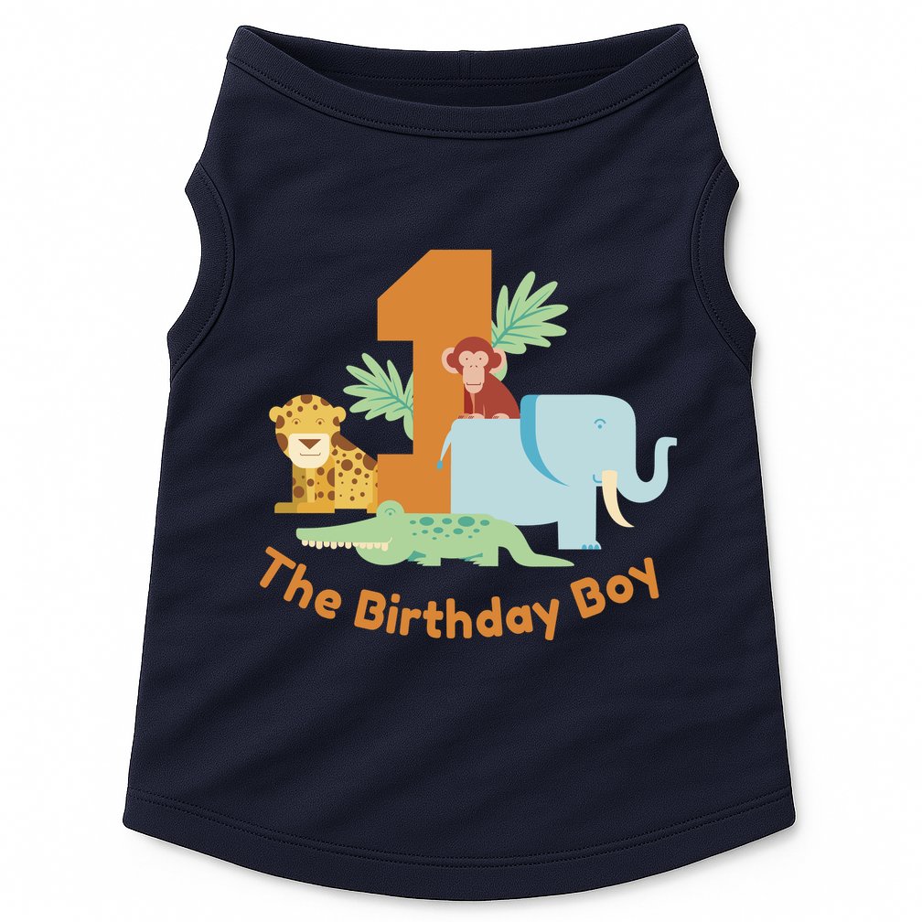 1st Birthday Boy Animal Jungle Doggie Tank