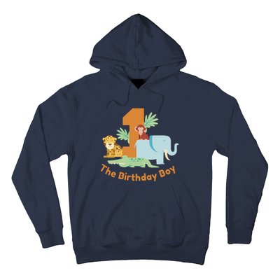 1st Birthday Boy Animal Jungle Hoodie