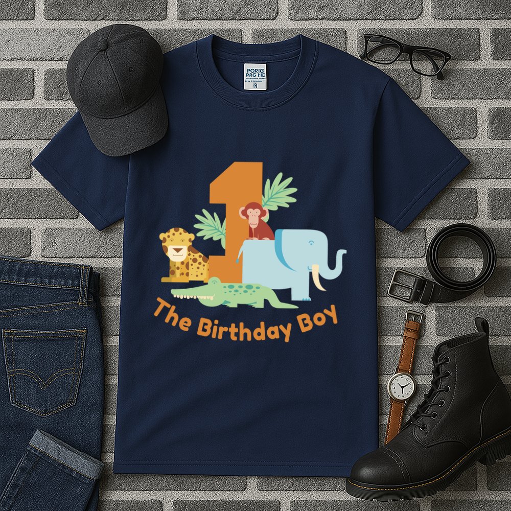 1st Birthday Boy Animal Jungle Tall T-Shirt