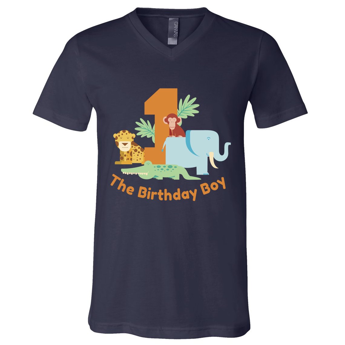 1st Birthday Boy Animal Jungle V-Neck T-Shirt