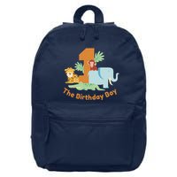 1st Birthday Boy Animal Jungle 16 in Basic Backpack