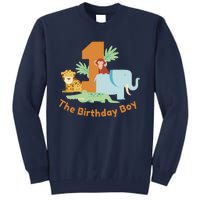 1st Birthday Boy Animal Jungle Tall Sweatshirt