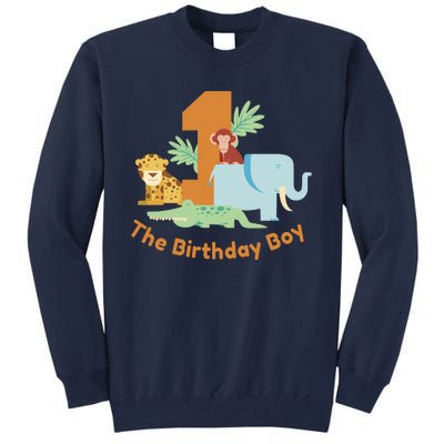 1st Birthday Boy Animal Jungle Tall Sweatshirt