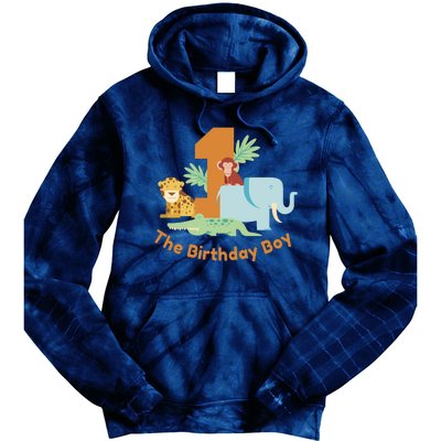 1st Birthday Boy Animal Jungle Tie Dye Hoodie