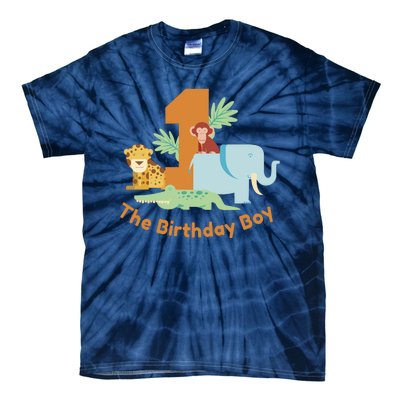 1st Birthday Boy Animal Jungle Tie-Dye T-Shirt