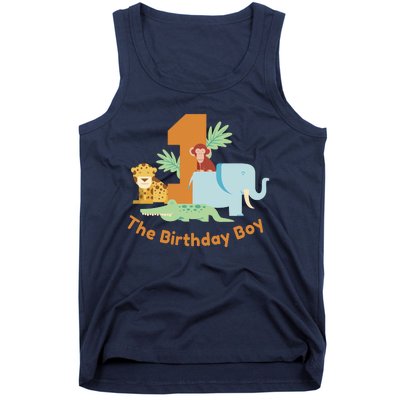 1st Birthday Boy Animal Jungle Tank Top