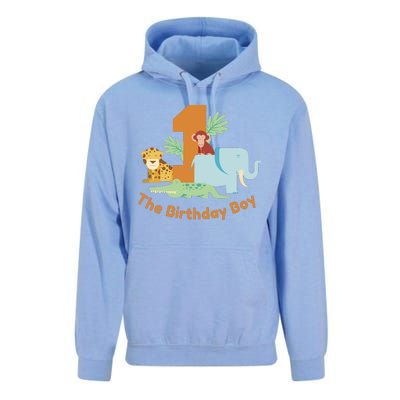 1st Birthday Boy Animal Jungle Unisex Surf Hoodie