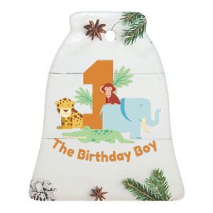 1st Birthday Boy Animal Jungle Ceramic Bell Ornament