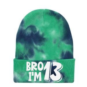 13th Birthday Bro I’m 13 Year Old Thirteen Thirteen Tie Dye 12in Knit Beanie