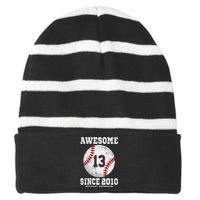 13th Birthday Baseball Player 13 Years Old O.fficial Teenager Striped Beanie with Solid Band