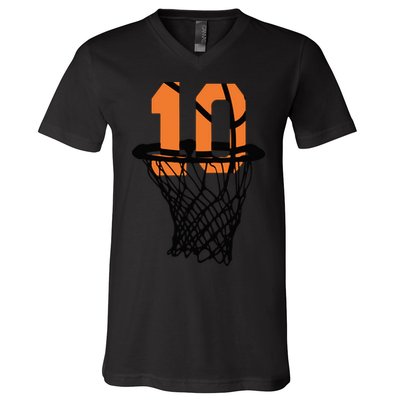 10th Birthday Basketball, 10th Birthday, Basketball , Basketball Player V-Neck T-Shirt