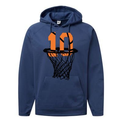 10th Birthday Basketball, 10th Birthday, Basketball , Basketball Player Performance Fleece Hoodie