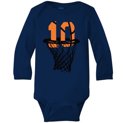 10th Birthday Basketball, 10th Birthday, Basketball , Basketball Player Baby Long Sleeve Bodysuit