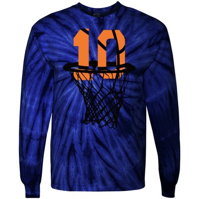 10th Birthday Basketball, 10th Birthday, Basketball , Basketball Player Tie-Dye Long Sleeve Shirt