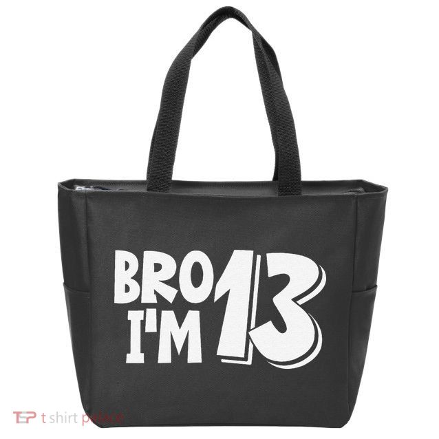 13th Birthday Bro I’m 13 Year Old Thirteen Thirteen Zip Tote Bag