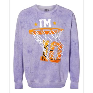 10th Birthday Basketball I'm 10 Birthday Party Colorblast Crewneck Sweatshirt