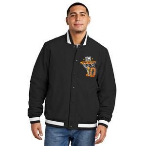 10th Birthday Basketball I'm 10 Birthday Party Insulated Varsity Jacket