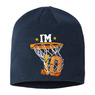 10th Birthday Basketball I'm 10 Birthday Party Sustainable Beanie