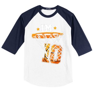 10th Birthday Basketball I'm 10 Birthday Party Baseball Sleeve Shirt