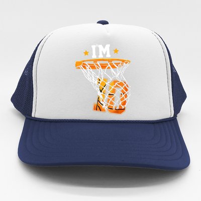 10th Birthday Basketball I'm 10 Birthday Party Trucker Hat