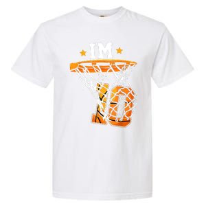 10th Birthday Basketball I'm 10 Birthday Party Garment-Dyed Heavyweight T-Shirt