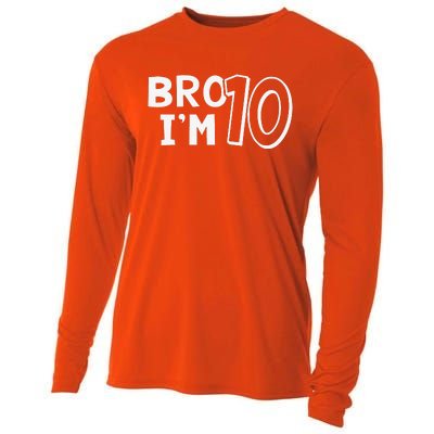 10th Birthday Bro I’m 10 Year Old Ten Tenth Party Cooling Performance Long Sleeve Crew