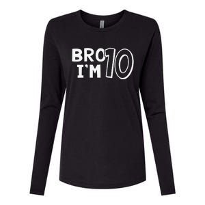 10th Birthday Bro I’m 10 Year Old Ten Tenth Party Womens Cotton Relaxed Long Sleeve T-Shirt