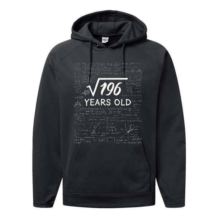 14 Birthday Boy Men Son Him Girl Funny Math 14th Birthday Performance Fleece Hoodie