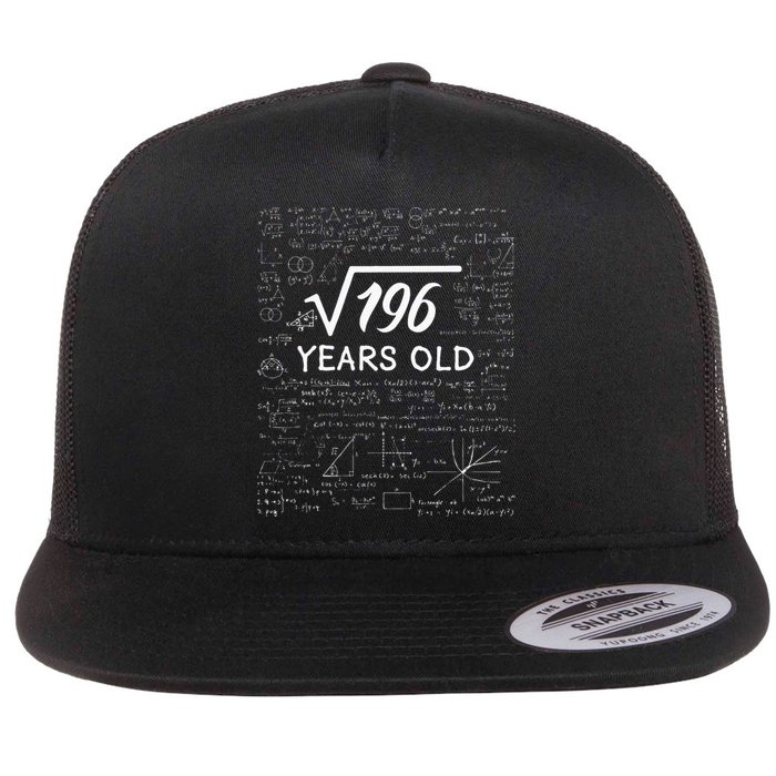 14 Birthday Boy Men Son Him Girl Funny Math 14th Birthday Flat Bill Trucker Hat