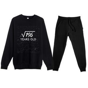 14 Birthday Boy Men Son Him Girl Funny Math 14th Birthday Premium Crewneck Sweatsuit Set