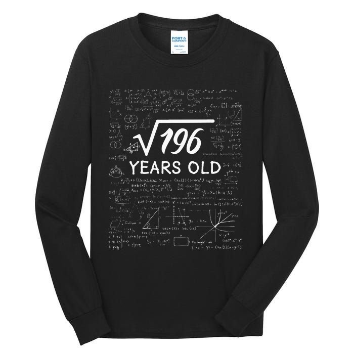 14 Birthday Boy Men Son Him Girl Funny Math 14th Birthday Tall Long Sleeve T-Shirt