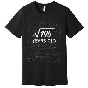 14 Birthday Boy Men Son Him Girl Funny Math 14th Birthday Premium T-Shirt