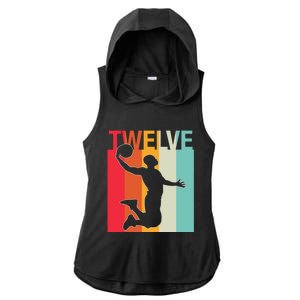 12th Birthday Basketball Two Year Old Birthday Gift Ladies PosiCharge Tri-Blend Wicking Draft Hoodie Tank