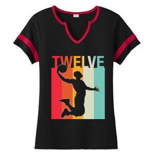 12th Birthday Basketball Two Year Old Birthday Gift Ladies Halftime Notch Neck Tee