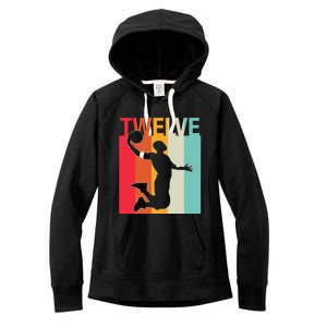 12th Birthday Basketball Two Year Old Birthday Gift Women's Fleece Hoodie