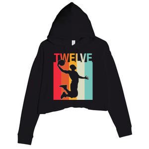 12th Birthday Basketball Two Year Old Birthday Gift Crop Fleece Hoodie