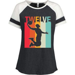 12th Birthday Basketball Two Year Old Birthday Gift Enza Ladies Jersey Colorblock Tee