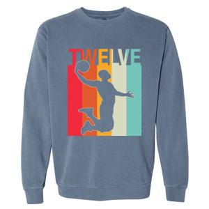 12th Birthday Basketball Two Year Old Birthday Gift Garment-Dyed Sweatshirt