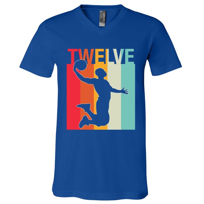 12th Birthday Basketball Two Year Old Birthday Gift V-Neck T-Shirt