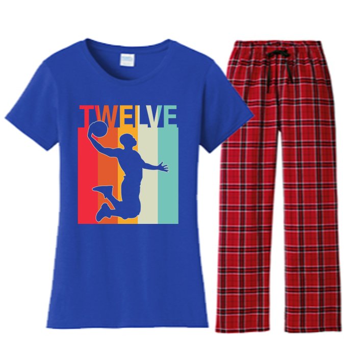 12th Birthday Basketball Two Year Old Birthday Gift Women's Flannel Pajama Set