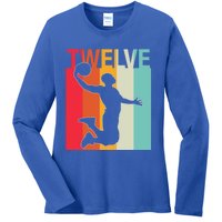 12th Birthday Basketball Two Year Old Birthday Gift Ladies Long Sleeve Shirt