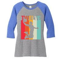 12th Birthday Basketball Two Year Old Birthday Gift Women's Tri-Blend 3/4-Sleeve Raglan Shirt